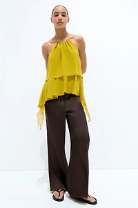 Pantalon évasé en satin