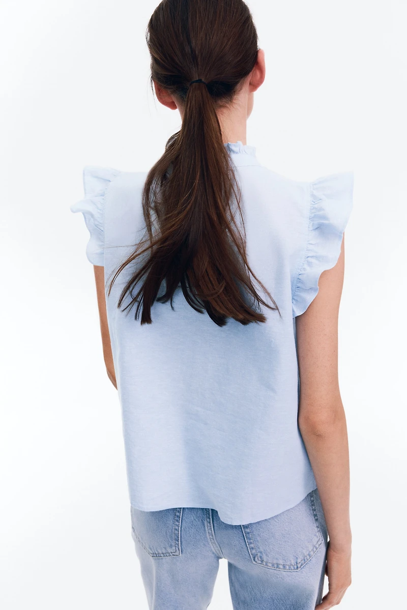Linen-Blend Blouse