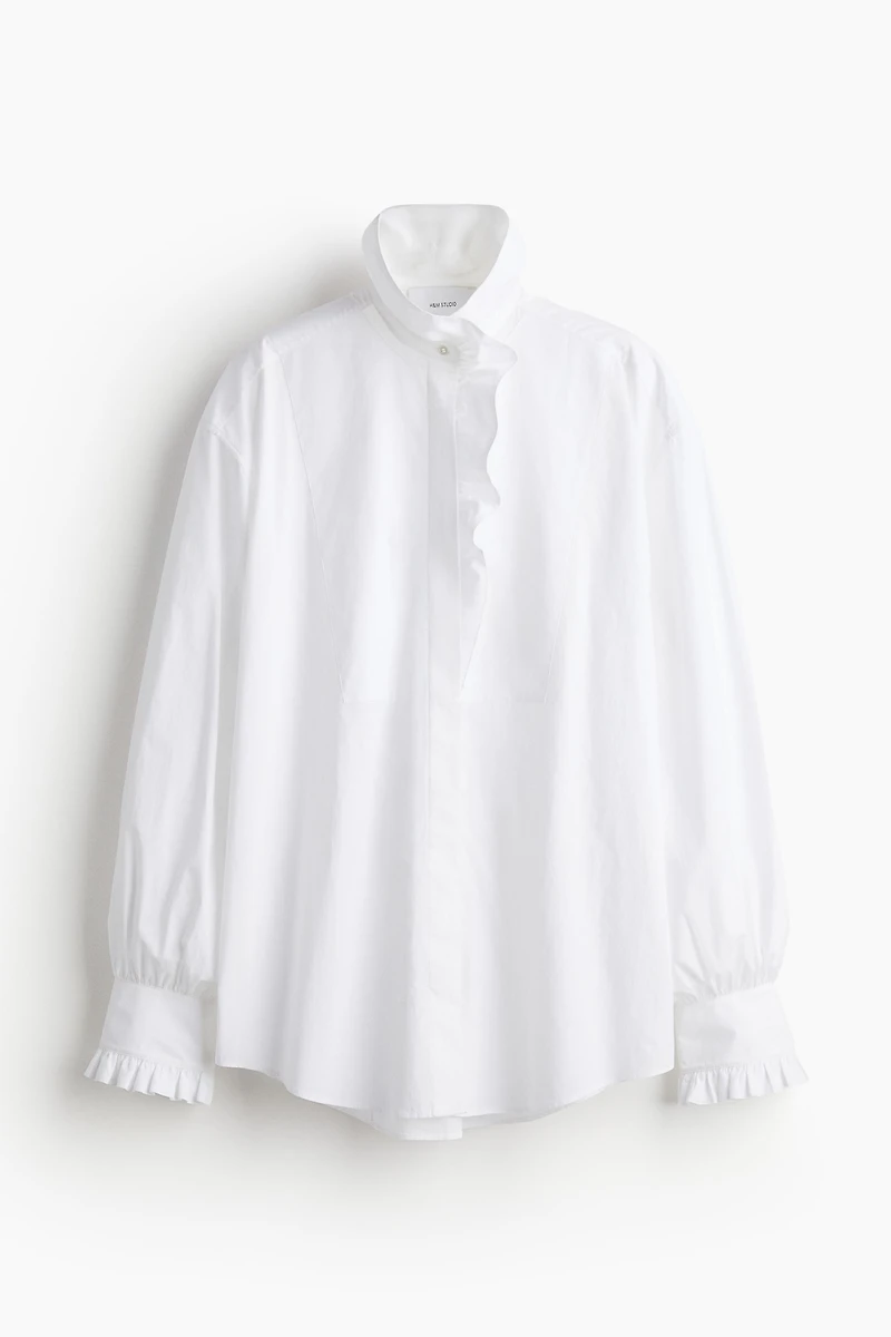 Ruffle-Trimmed Cotton Shirt