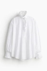 Ruffle-Trimmed Cotton Shirt
