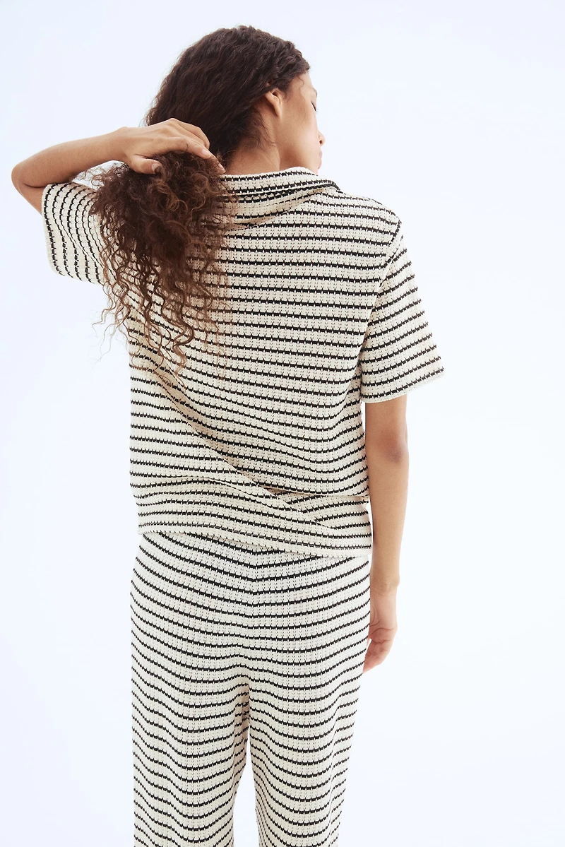 Textured-Knit Top with Collar