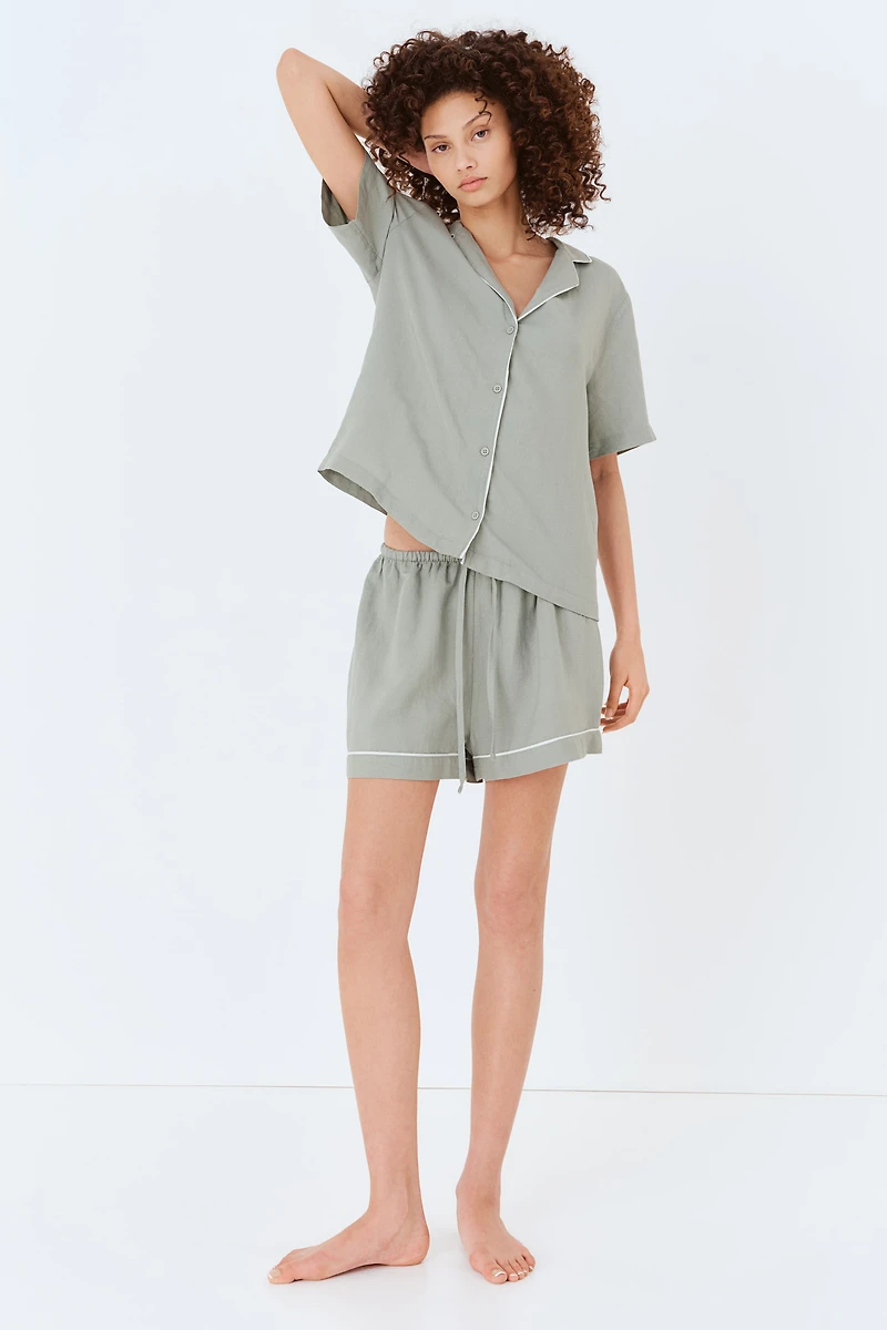 Linen-Blend Pajamas