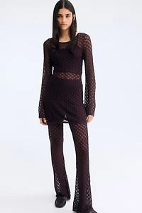 Shimmery Pointelle-Knit Pants