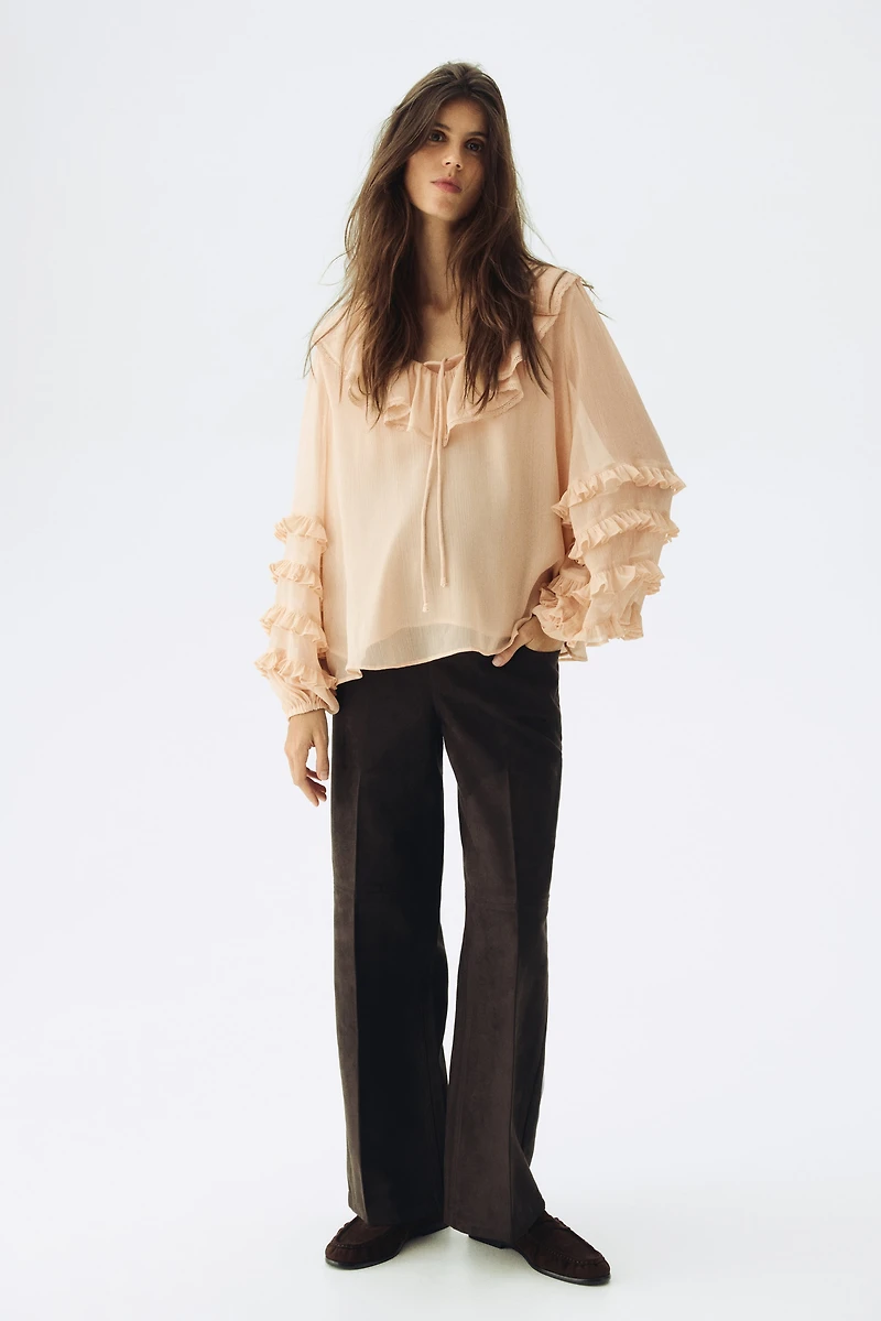 MAMA Ruffle-Trimmed Chiffon Blouse