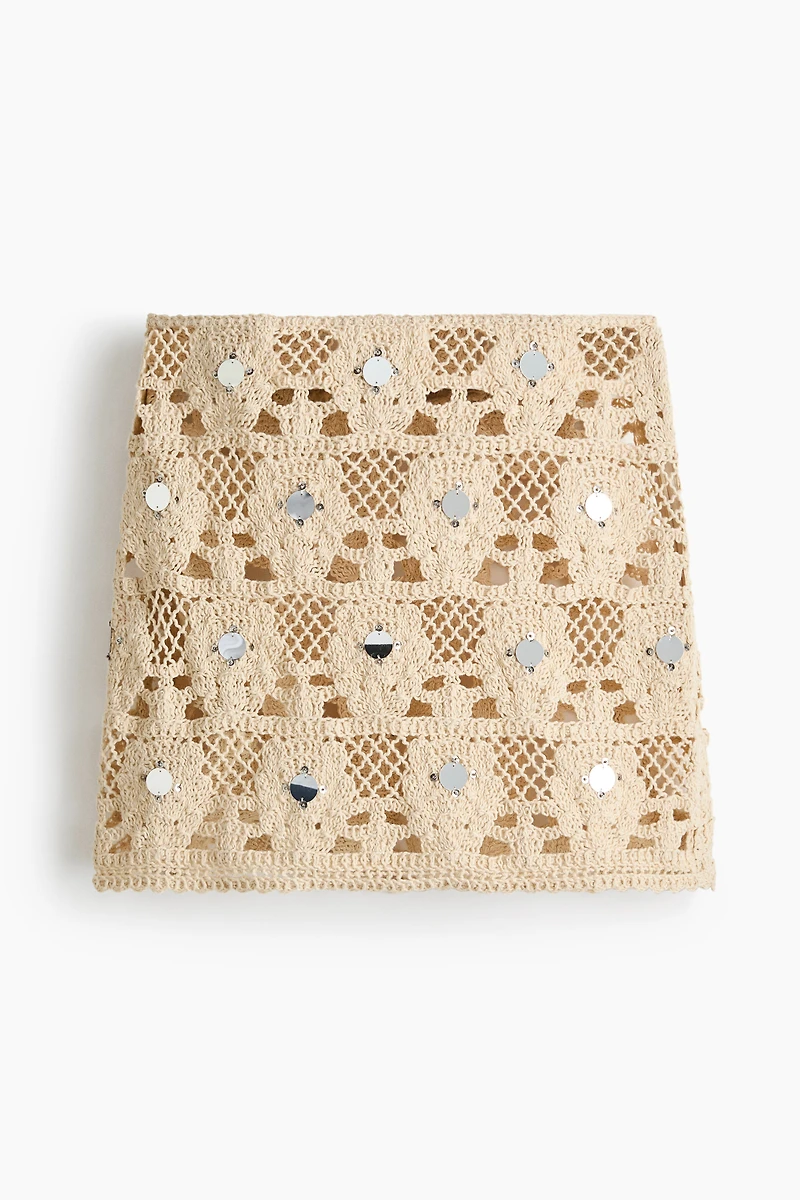 Embellished Crochet-Look Beach Skirt