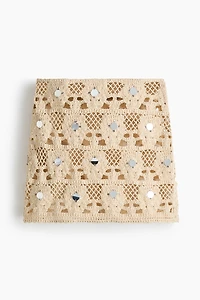 Embellished Crochet-Look Beach Skirt