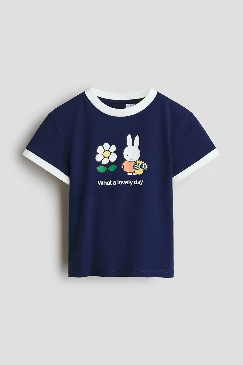 Cotton T-Shirt with Printed Motif