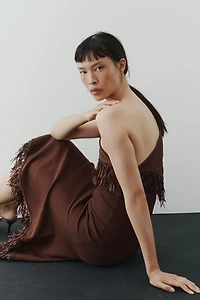 One-Shoulder Dress with Fringe
