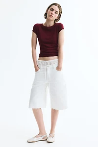 Cap-Sleeved Fine-Knit Top