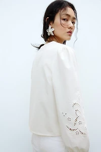 Tie-detail broderie anglaise jacket