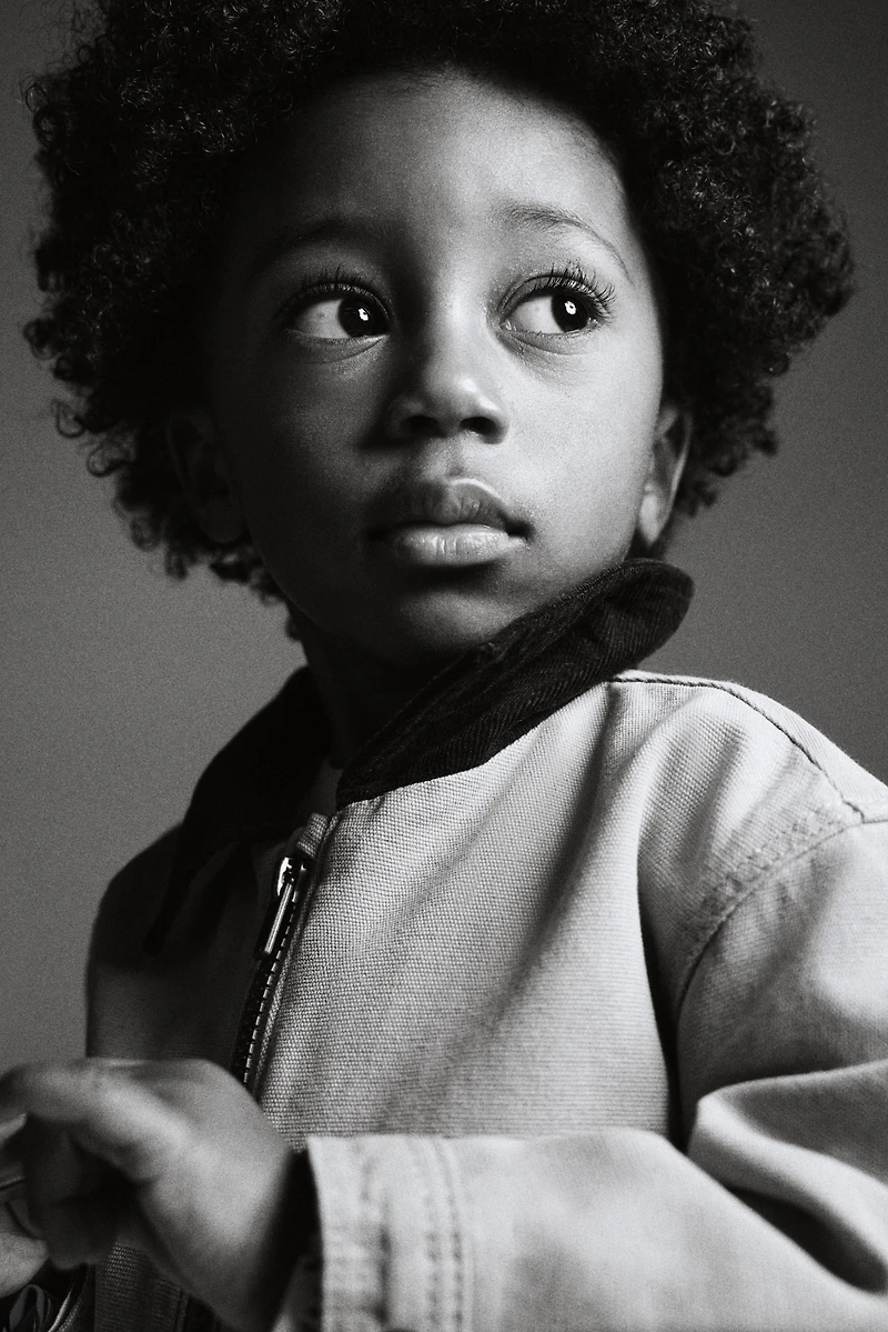 Corduroy-Collar Canvas Jacket