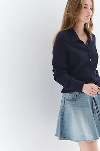 Flared Denim Mini Skirt