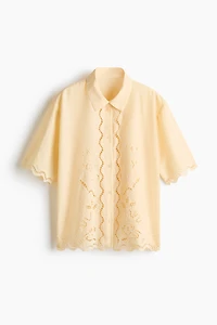 Cotton Beach Shirt with Eyelet Embroidery