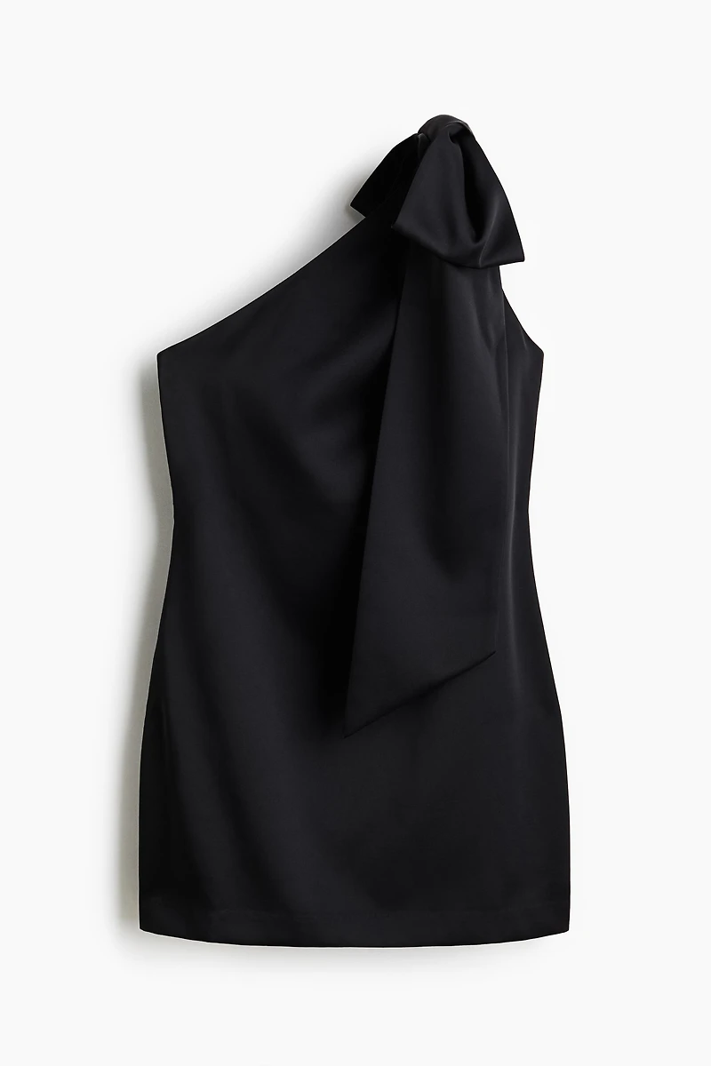 Bow-Detail One-Shoulder Dress