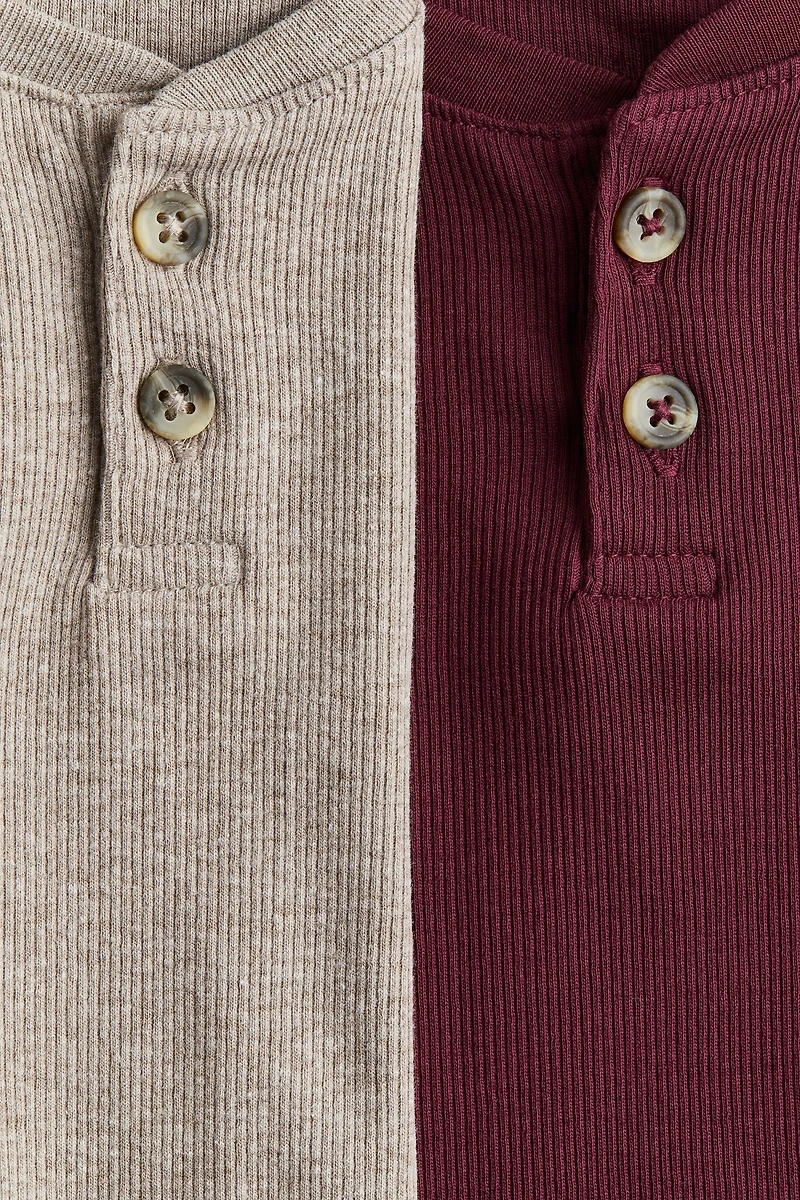 2-pack Ribbed Henley Shirts