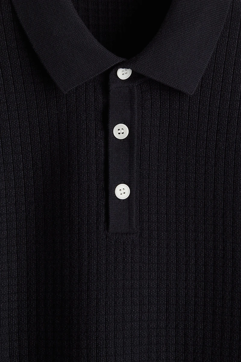 Regular Fit Textured-Knit Polo Shirt