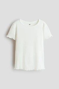 T-shirt côtelé à bords surjetés