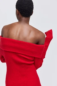 Rib-Knit Off-the-Shoulder Dress