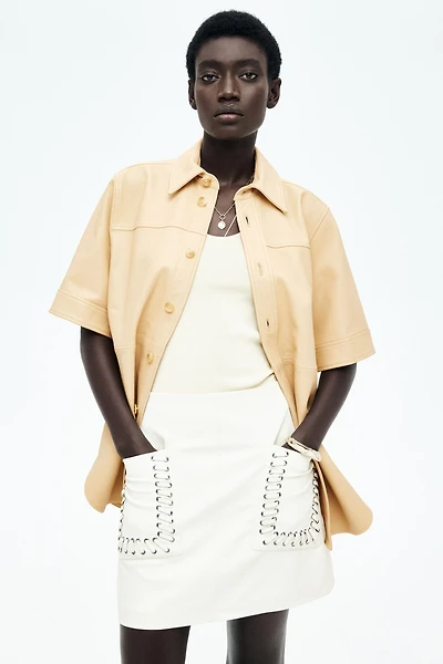 Loose-Fit Leather Shirt