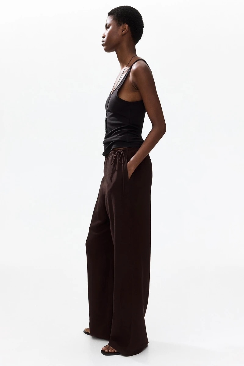 Linen-Blend Drawstring Pants