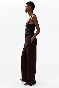Linen-Blend Drawstring Pants