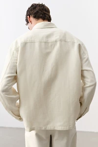 Regular-Fit Linen-Blend Overshirt