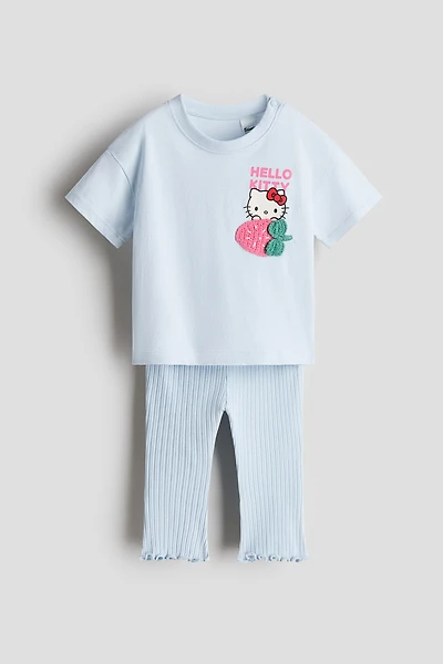 2-piece print-motif cotton set