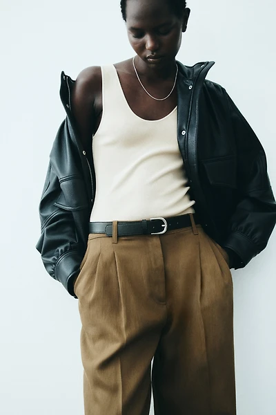 Linen-Blend Dress Pants