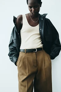 Linen-Blend Dress Pants