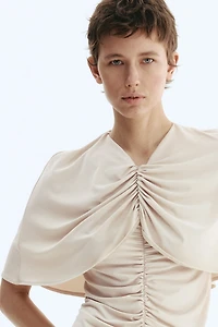 Draped Cape-Detail Dress
