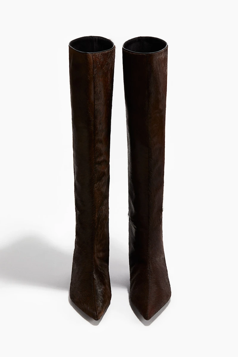 Kitten-Heeled Leather Boots