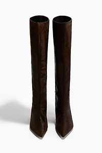 Kitten-Heeled Leather Boots