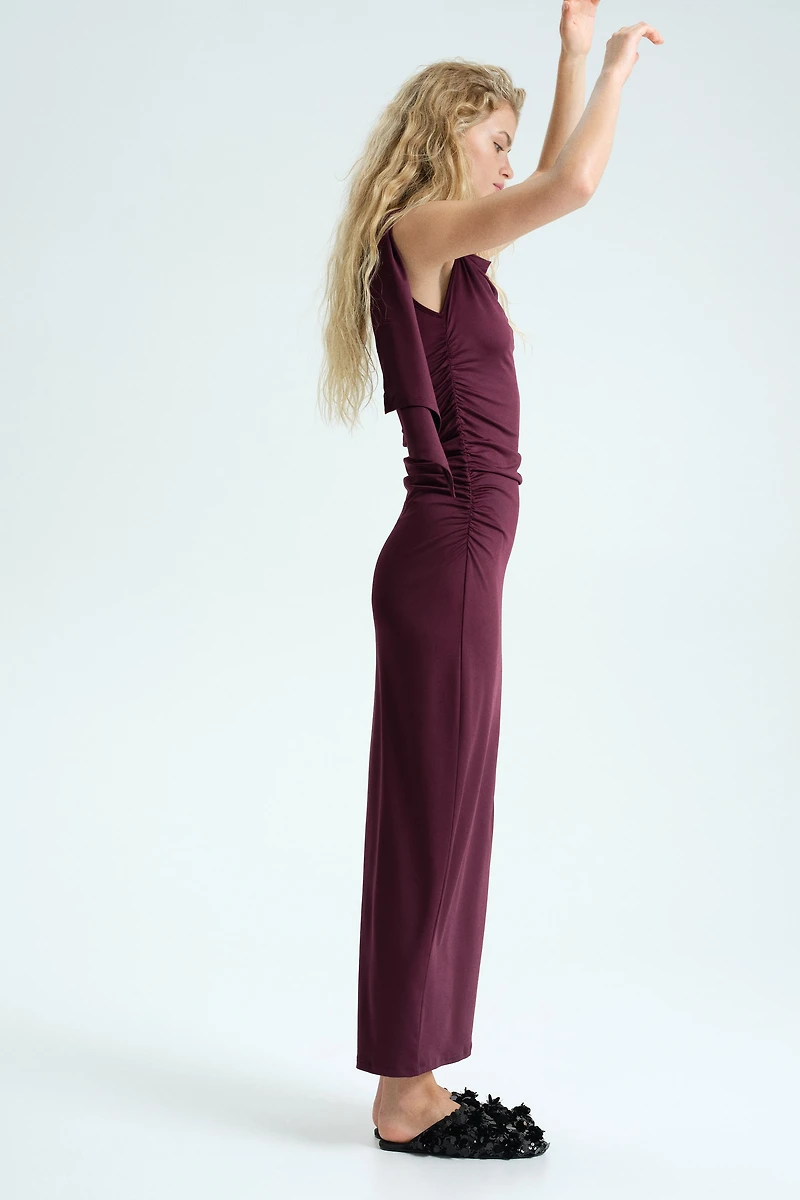 Draped One-Shoulder Dress