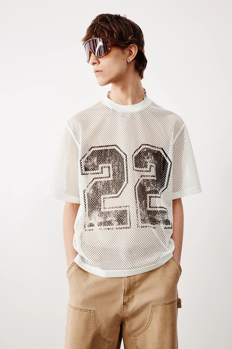 T-shirt ample en filet imprimé