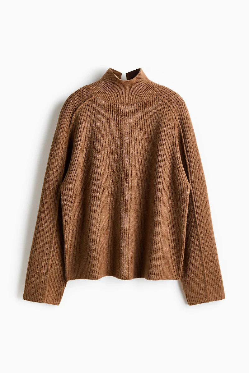 Rib-Knit Mock Turtleneck Sweater