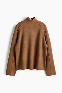 Rib-Knit Mock Turtleneck Sweater