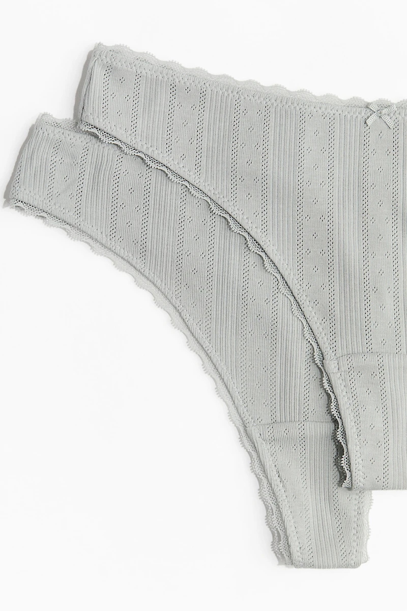 Lot de 2 culottes tanga en pointelle