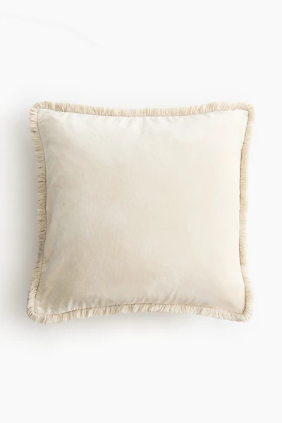 Velvet Cushion Cover with Fringe
