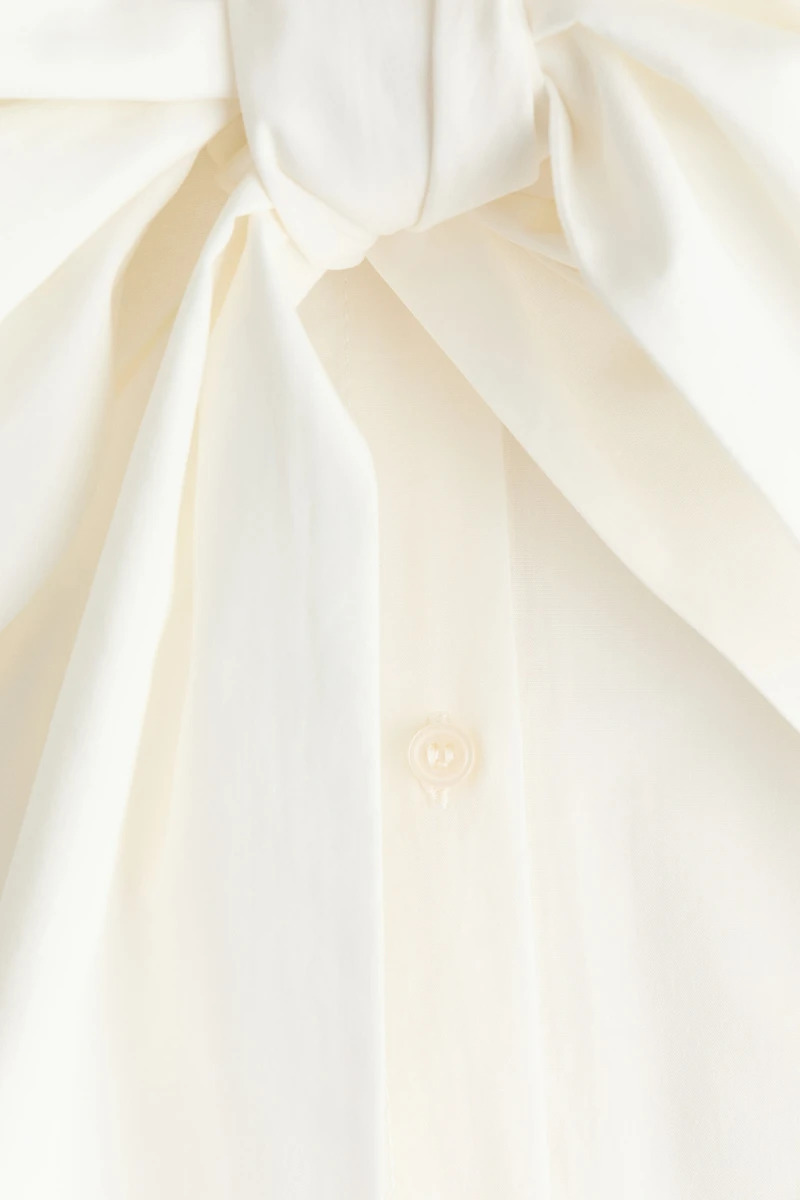 Tie-Front Poplin Shirt
