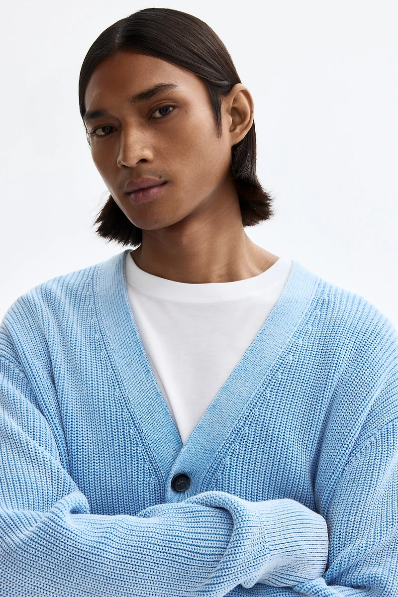 Relaxed-Fit Rib-Knit Cotton Cardigan