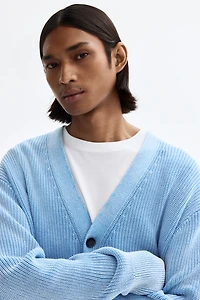 Relaxed-Fit Rib-Knit Cotton Cardigan