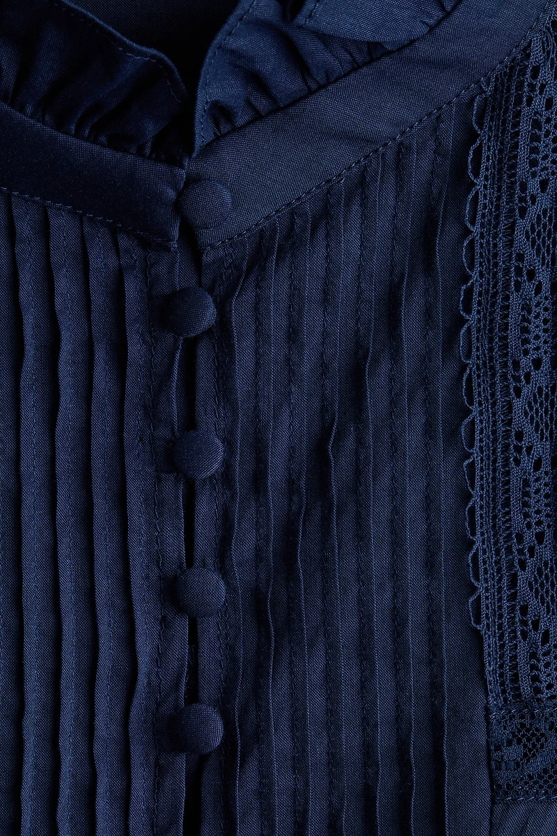 Blouse en coton mélangé avec plis nervure