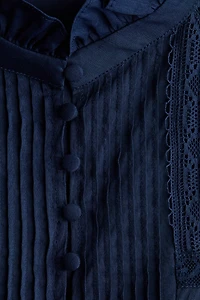 Blouse en coton mélangé avec plis nervure