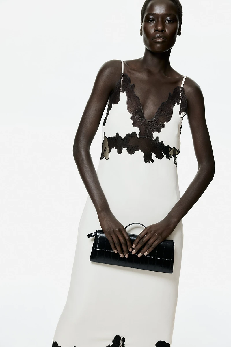 Lace-Trimmed Slip Dress