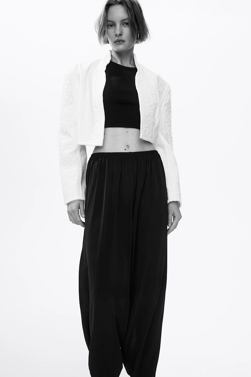 Pantalon à jambes tonneau en jersey