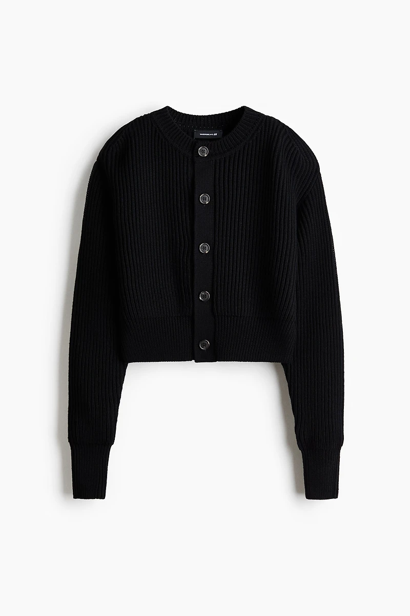 Shoulder-Pad Wool Cardigan