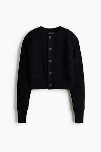 Shoulder-Pad Wool Cardigan