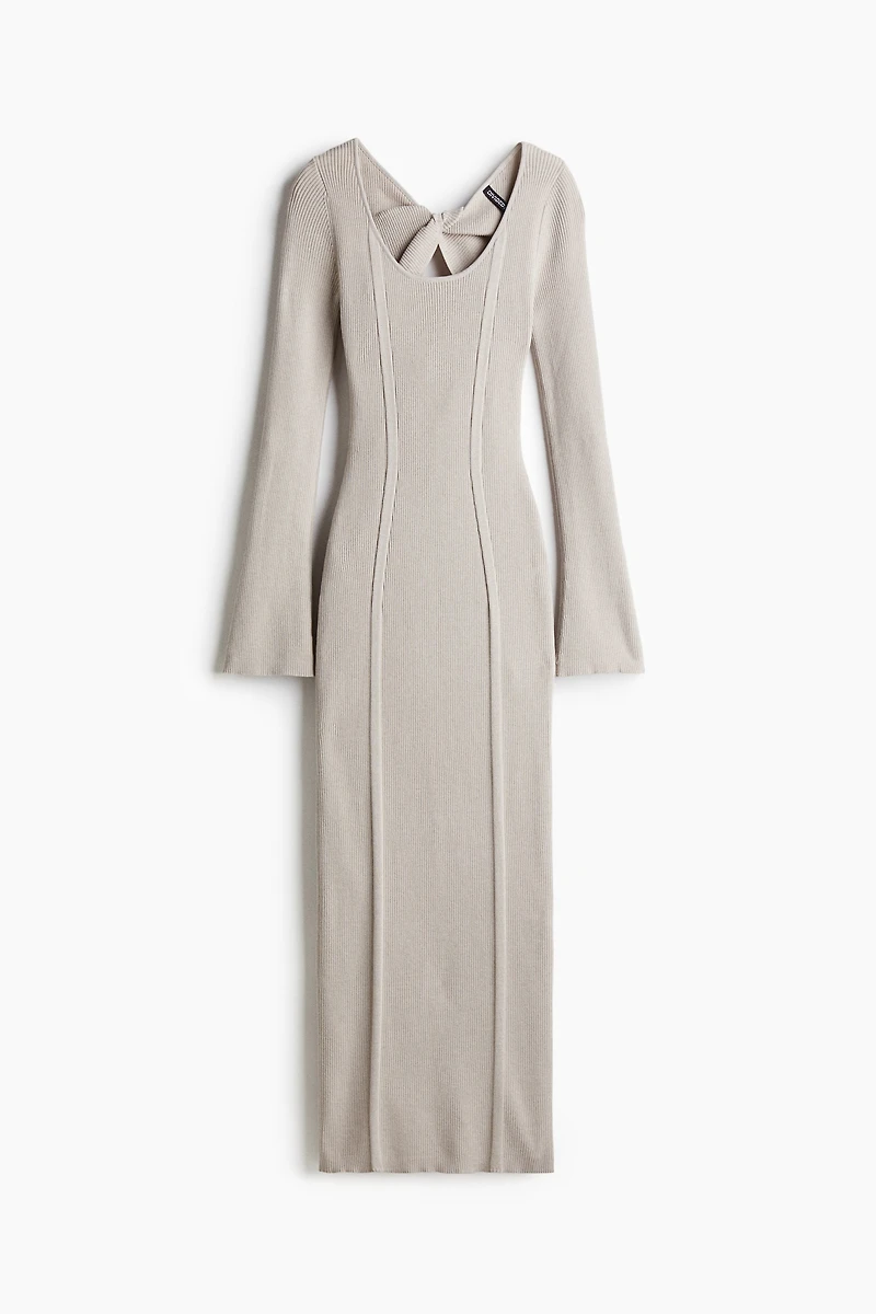 Twist-Detail Rib-Knit Dress