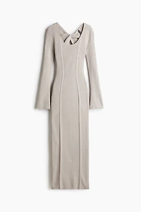 Twist-Detail Rib-Knit Dress