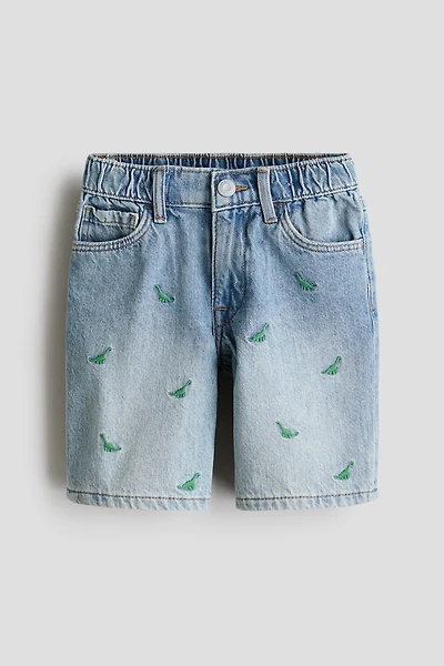 Embroidered-Detail Denim Shorts